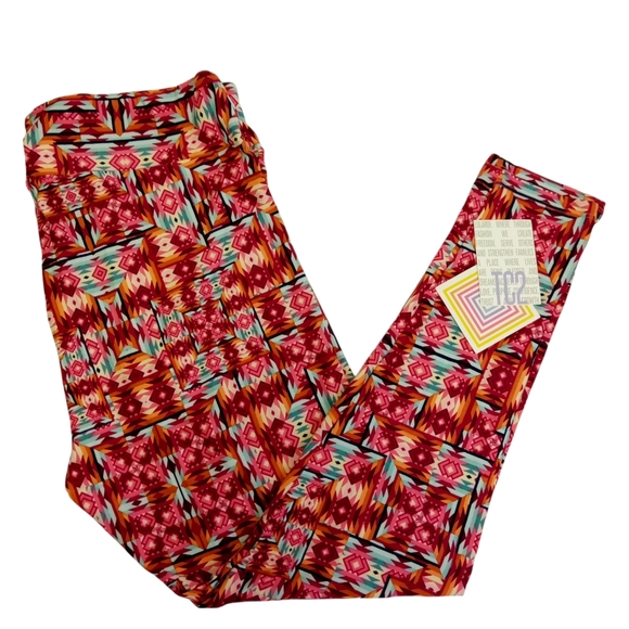 LuLaRoe Pants - Lularoe Pink Aztec Leggings TC2